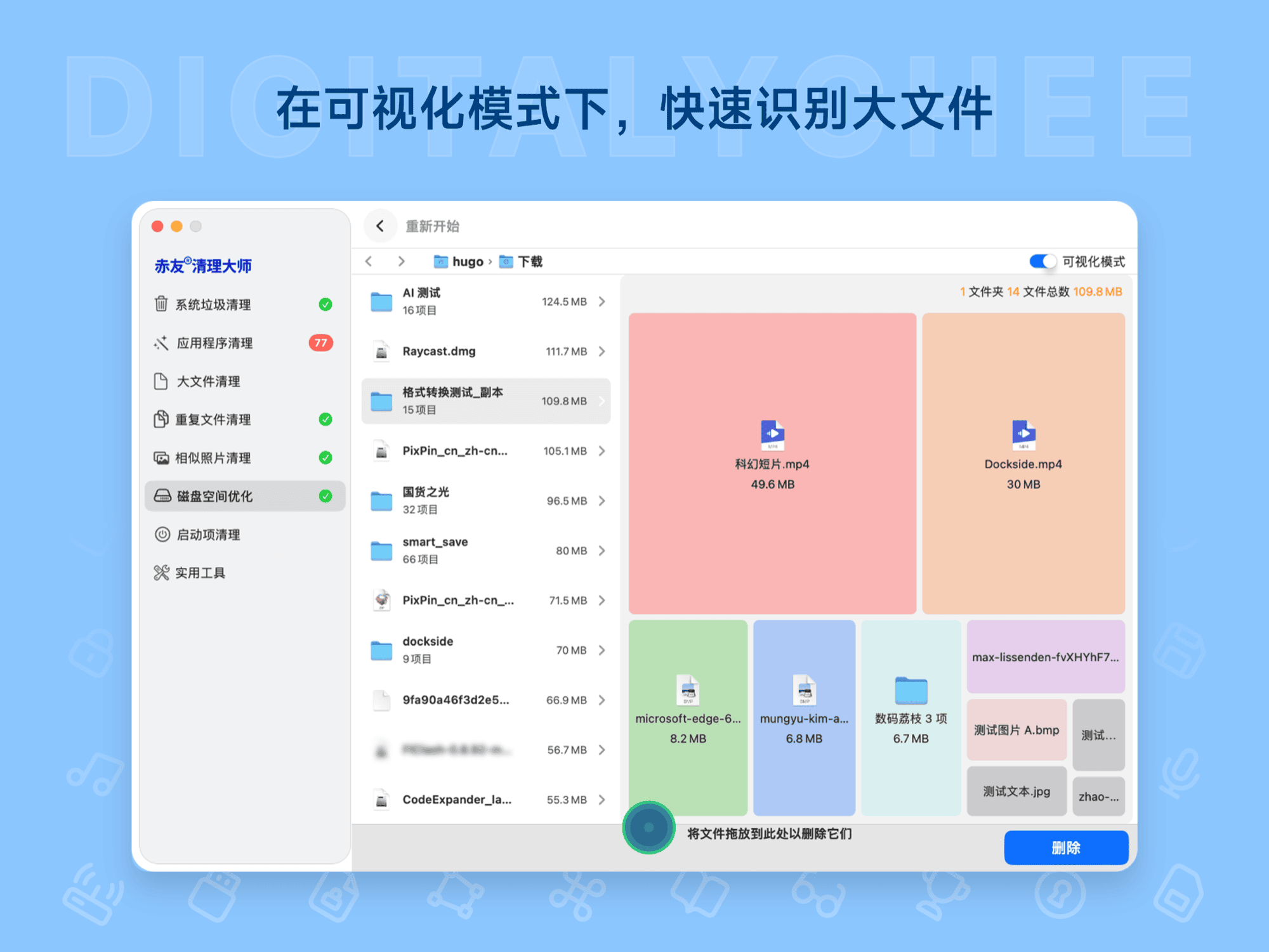 赤友清理大师: 在可视化模式下，快速识别大文件