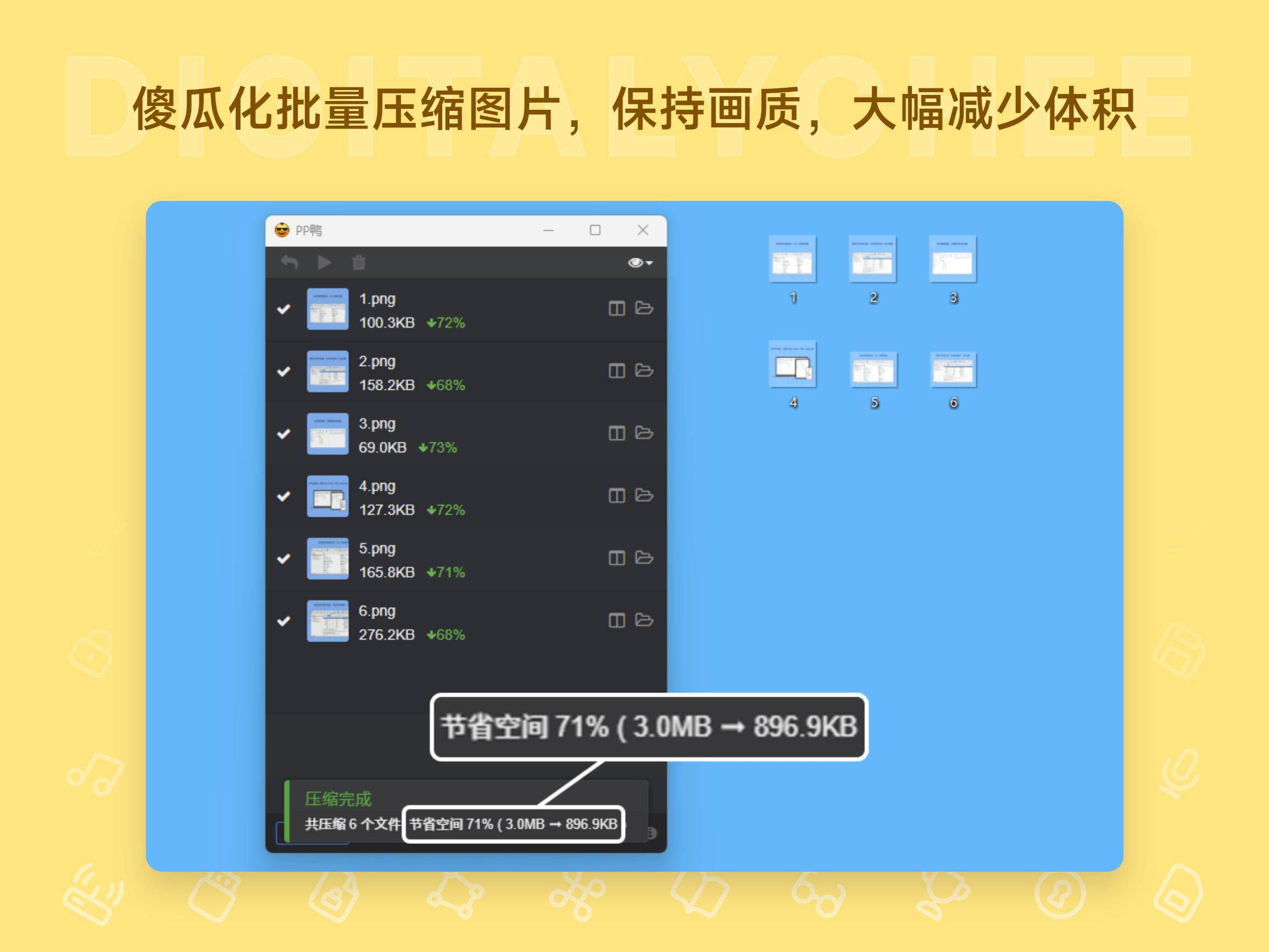 PP 鸭: 傻瓜化批量压缩图片，保持画质，大幅减少体积