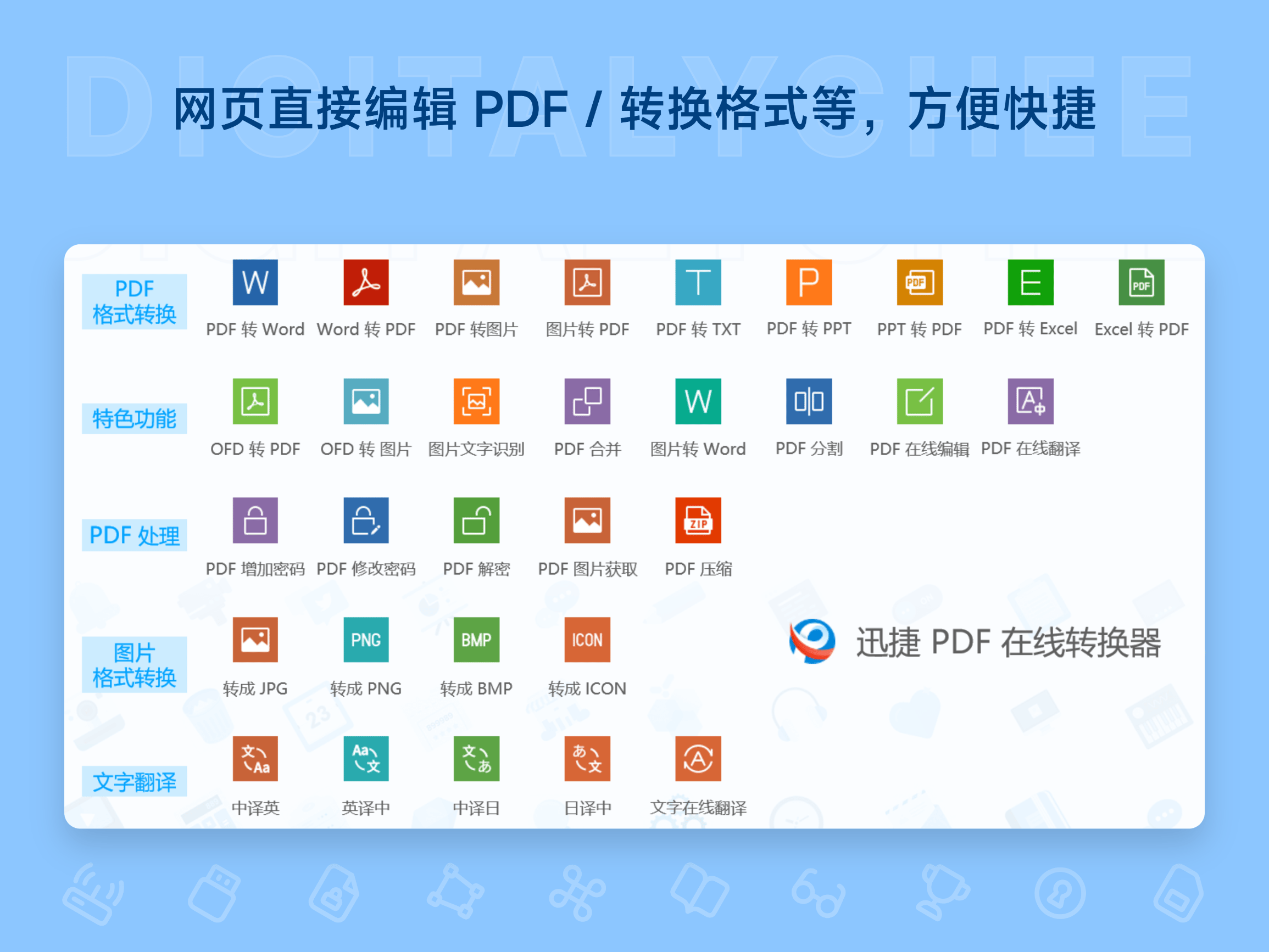 迅捷 PDF 编辑器超值套餐: 网页直接编辑 PDF / 转换格式等，方便快捷