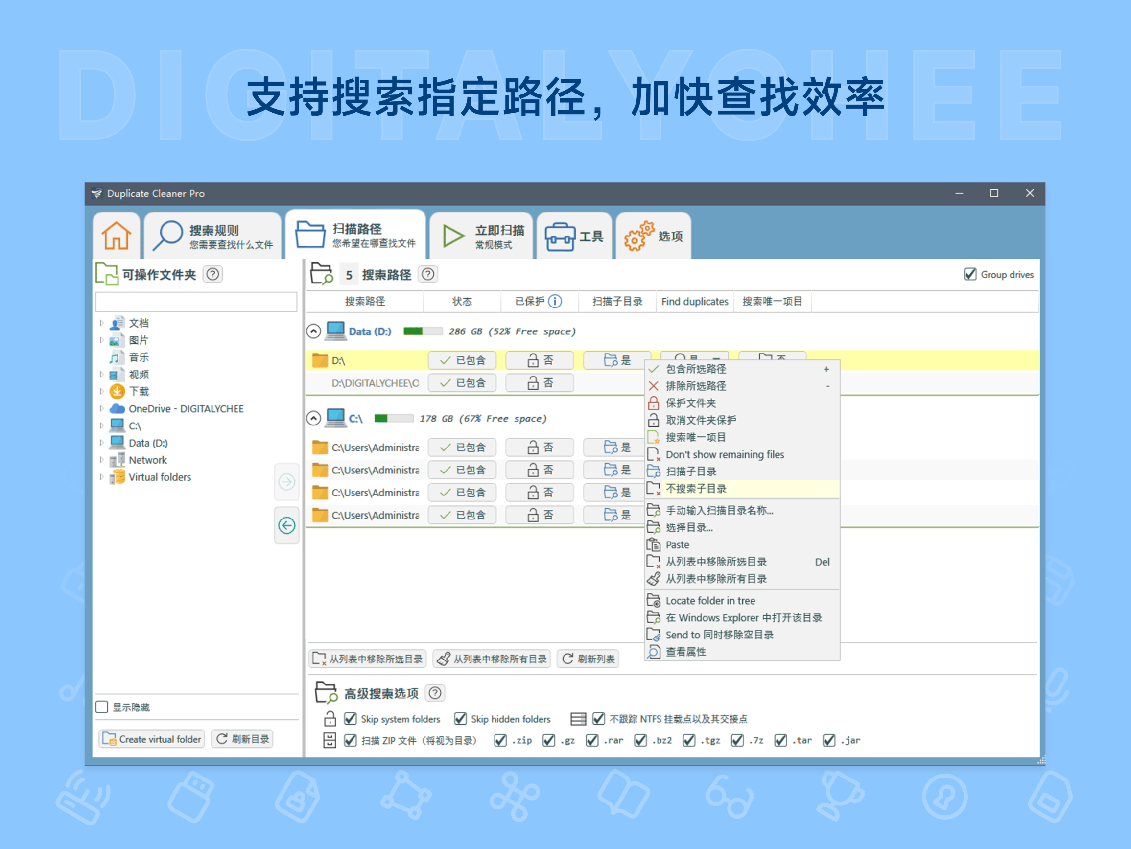 Duplicate Cleaner Pro: 支持搜索指定路径，加快查找效率