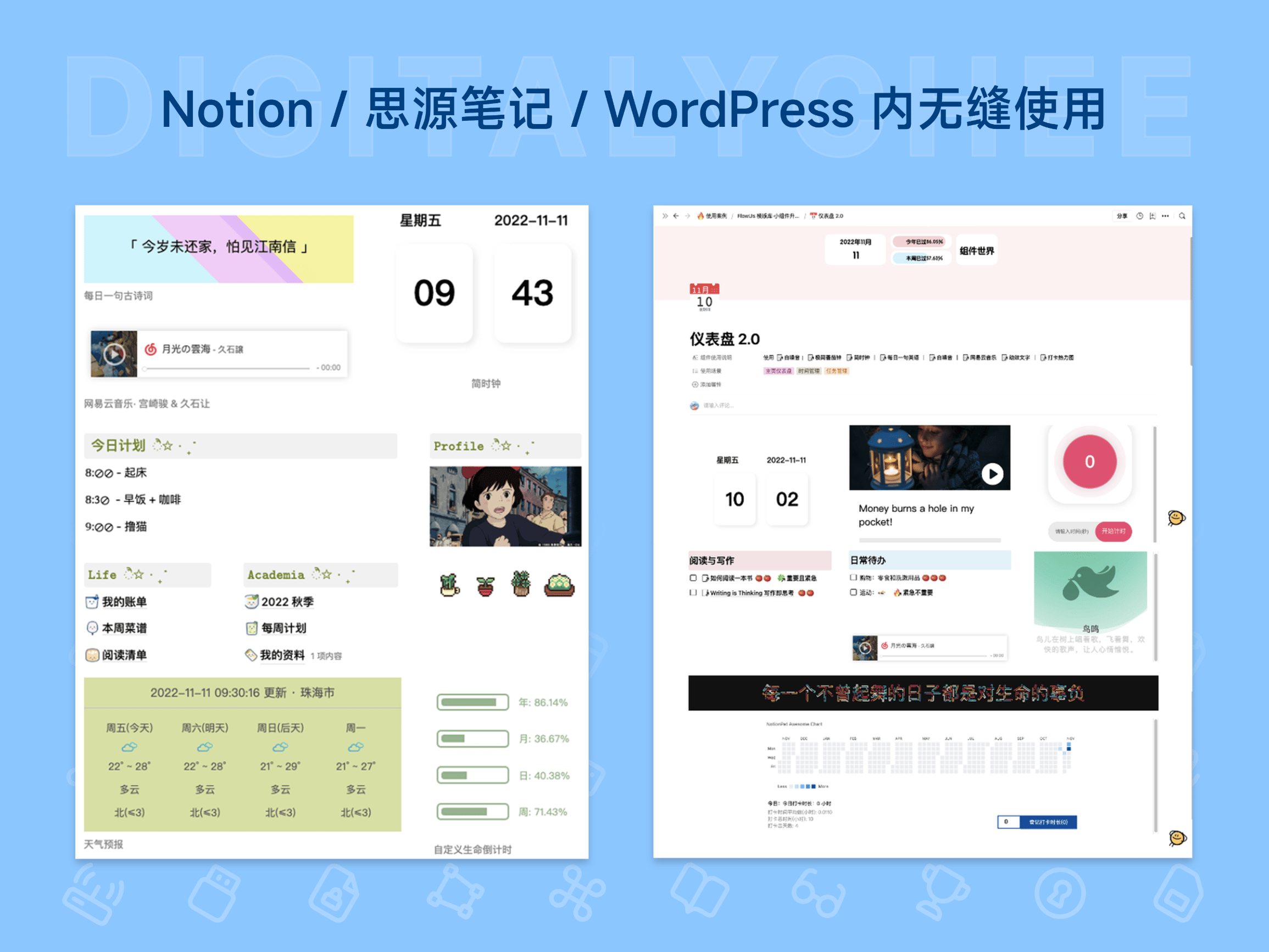 组件世界: Notion / 思源笔记 / WordPress 内无缝使用