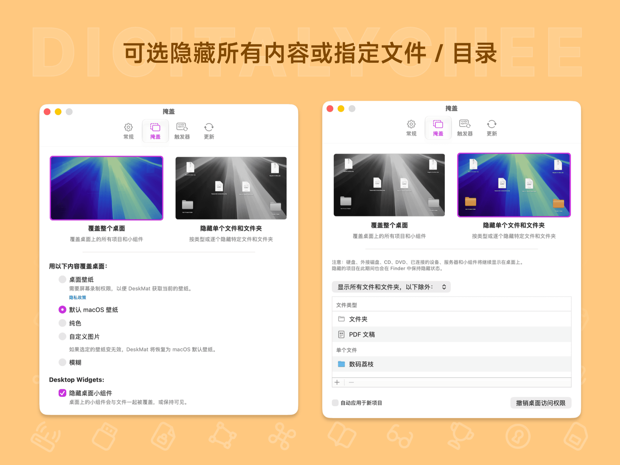 DeskMat: 可选隐藏所有内容或指定文件 / 目录