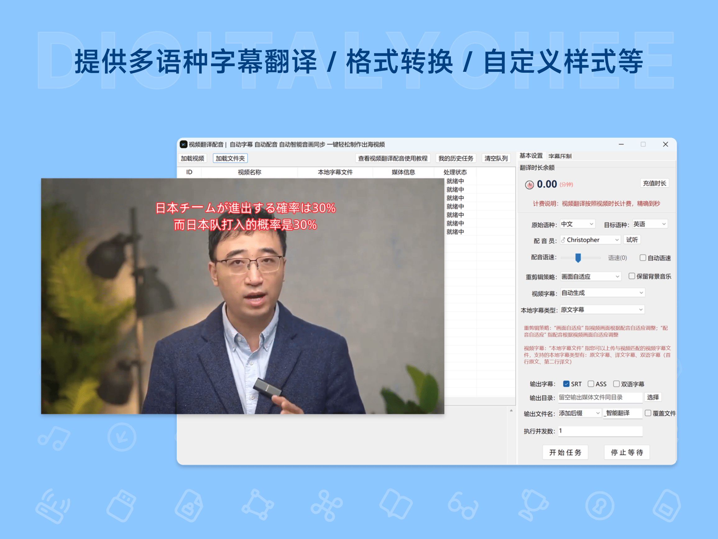 Videosrt Pro: 提供多语种字幕翻译 / 格式转换 / 自定义样式等