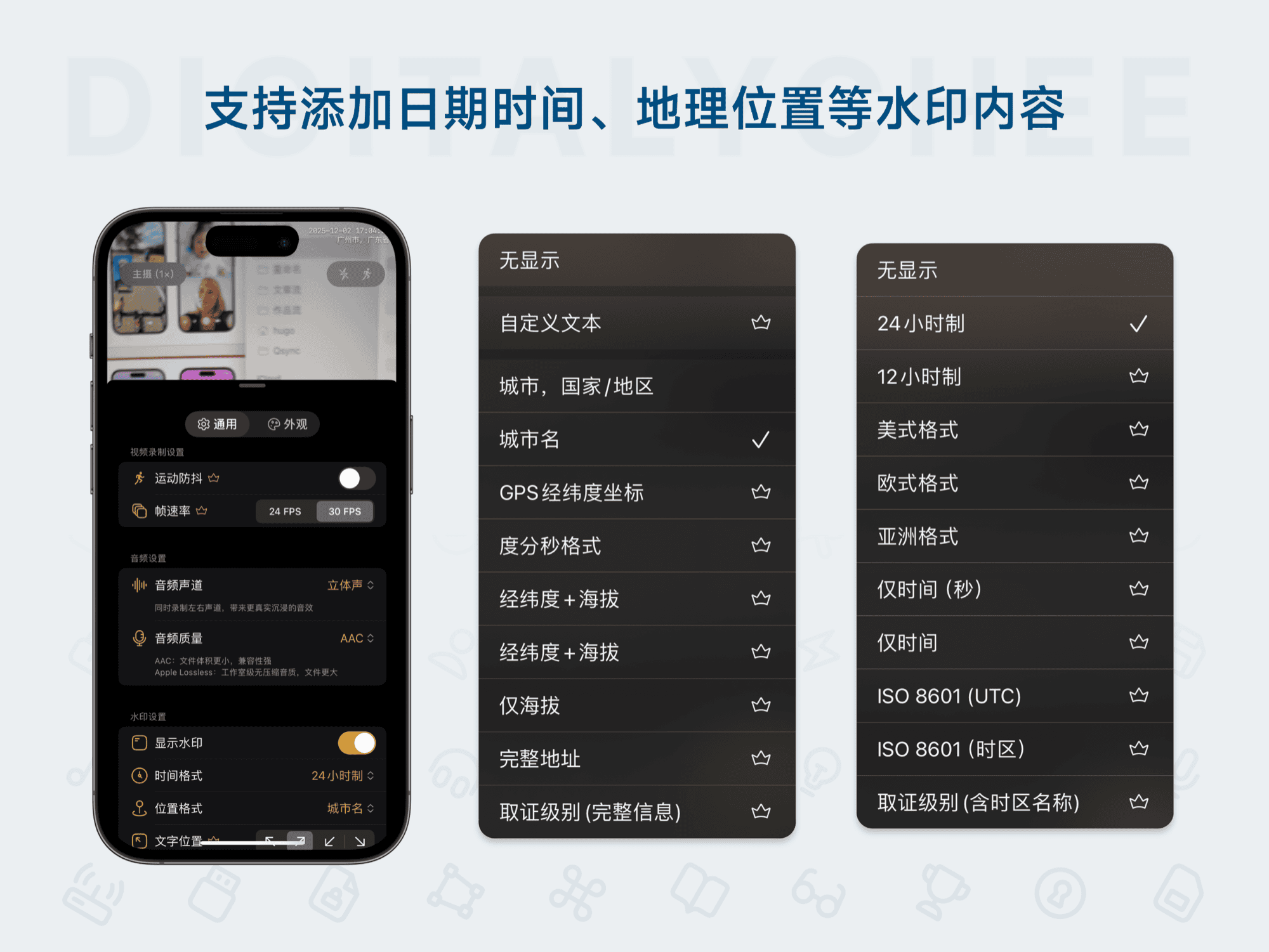 2Camera: 支持添加日期时间、地理位置等水印内容
