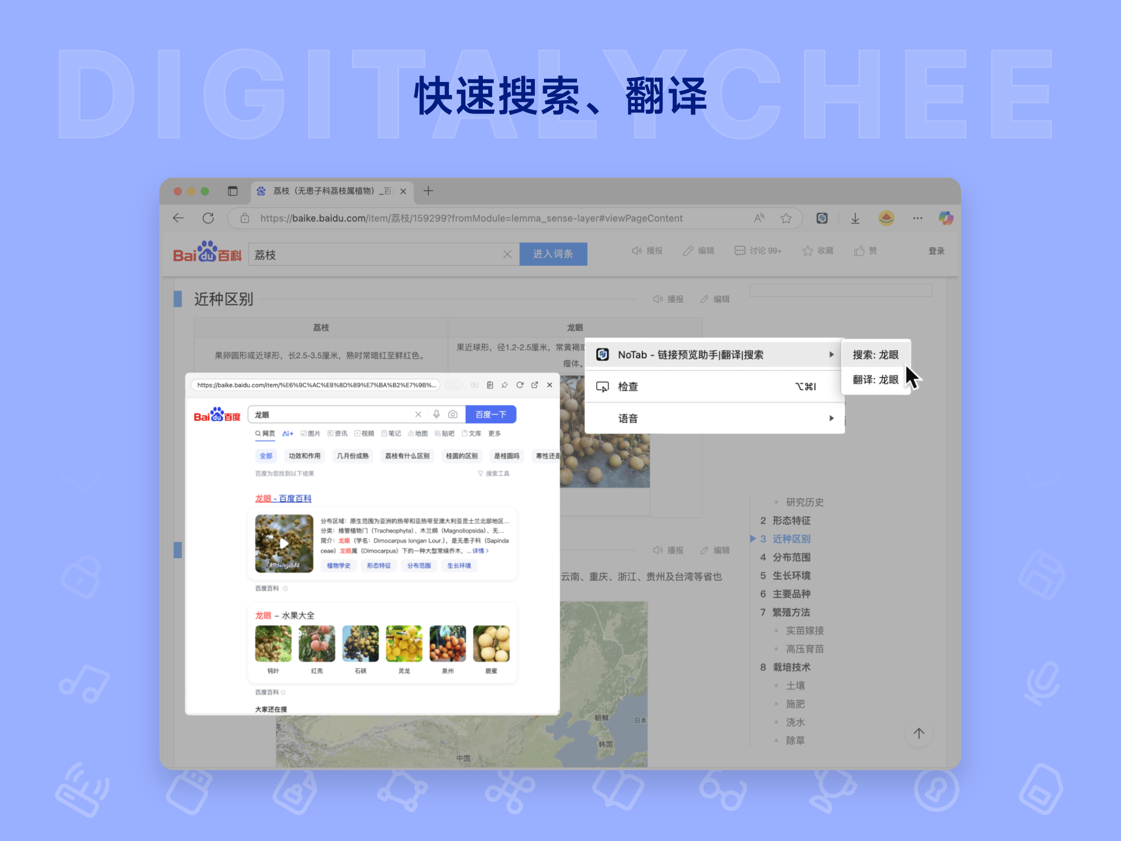 NoTab: 快速搜索、翻译
