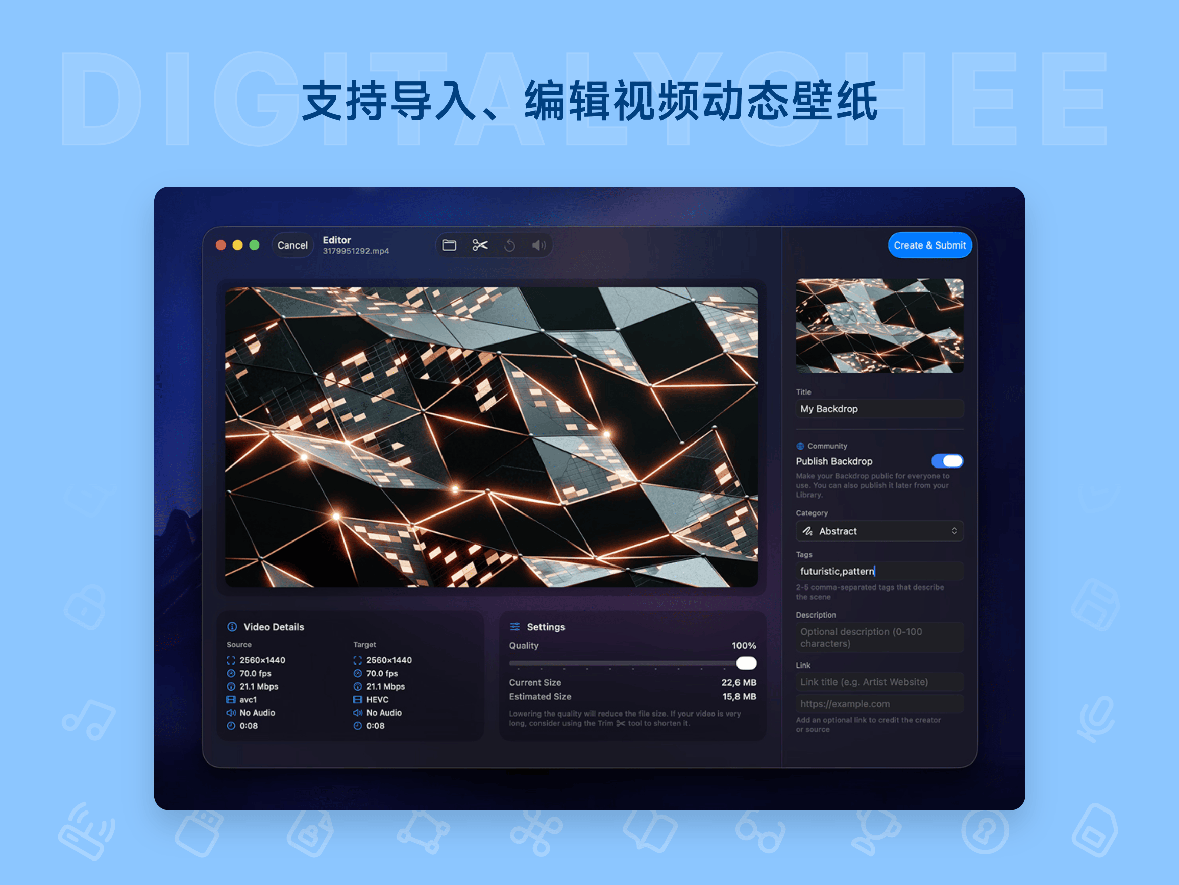 Backdrop 2: 支持导入、编辑视频动态壁纸
