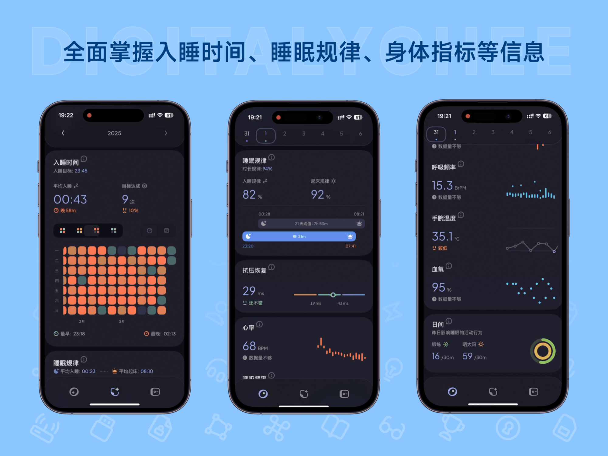 元气睡眠: 全面掌握入睡时间、睡眠规律、身体指标等信息