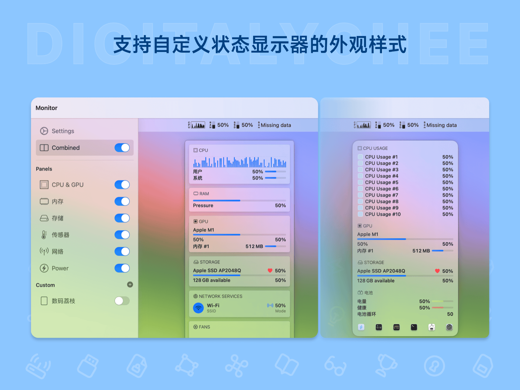 Sensei: 支持自定义状态显示器的外观样式
