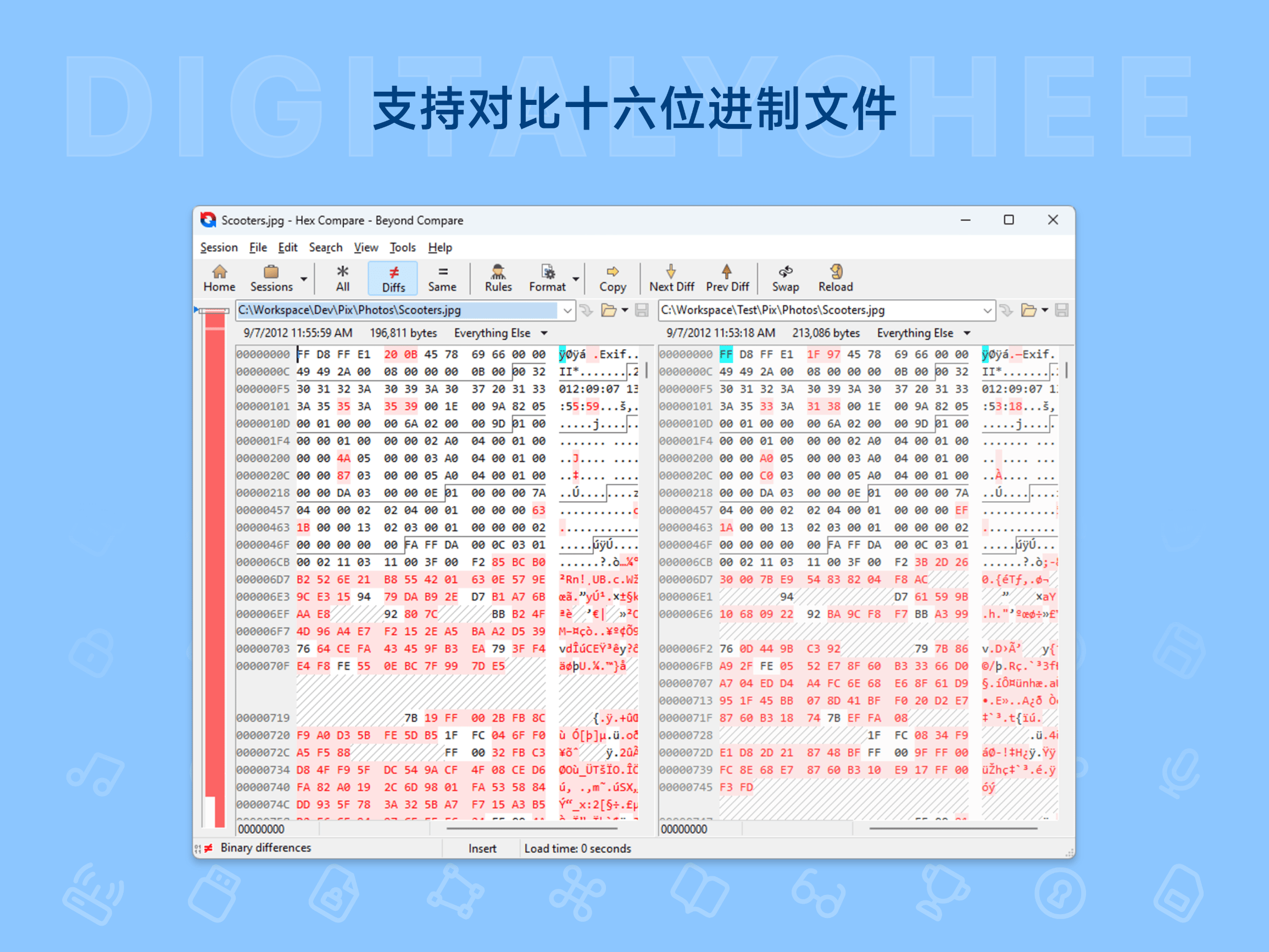 Beyond Compare: 支持对比十六位进制文件