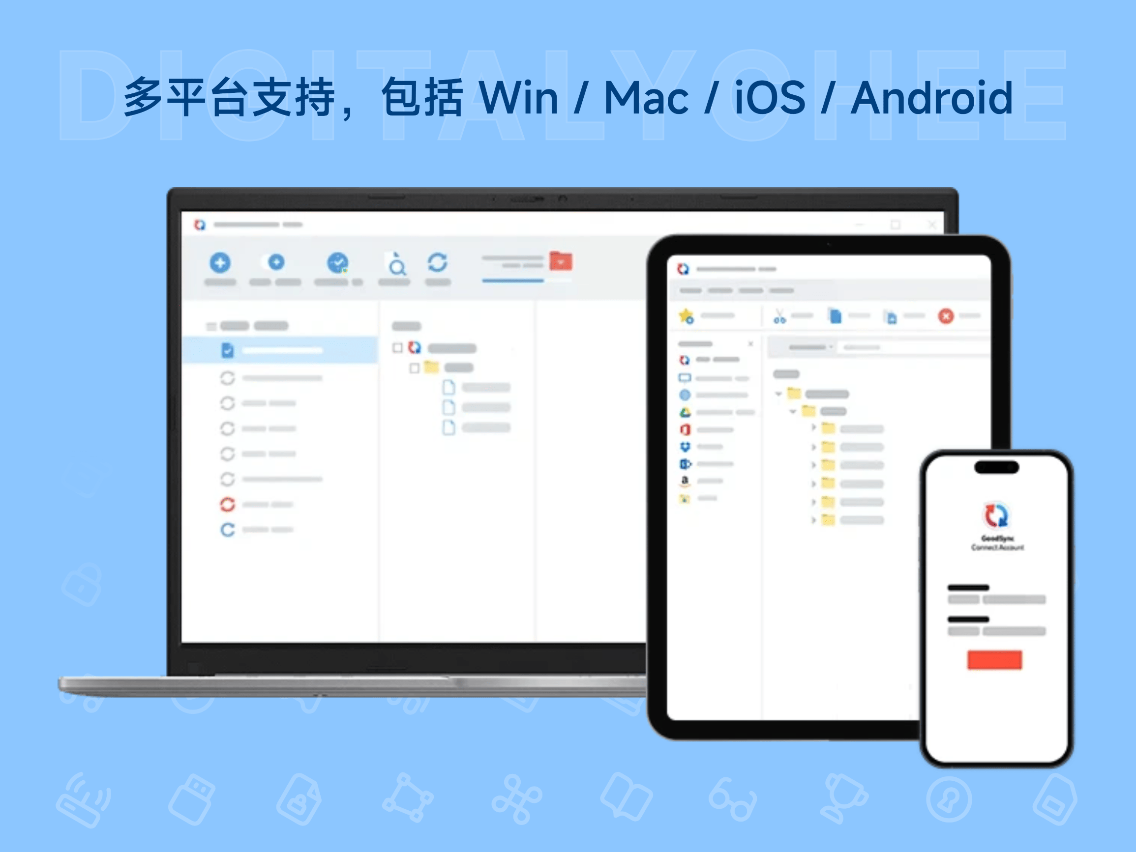 GoodSync: 多平台支持，包括 Win / Mac / iOS / Android