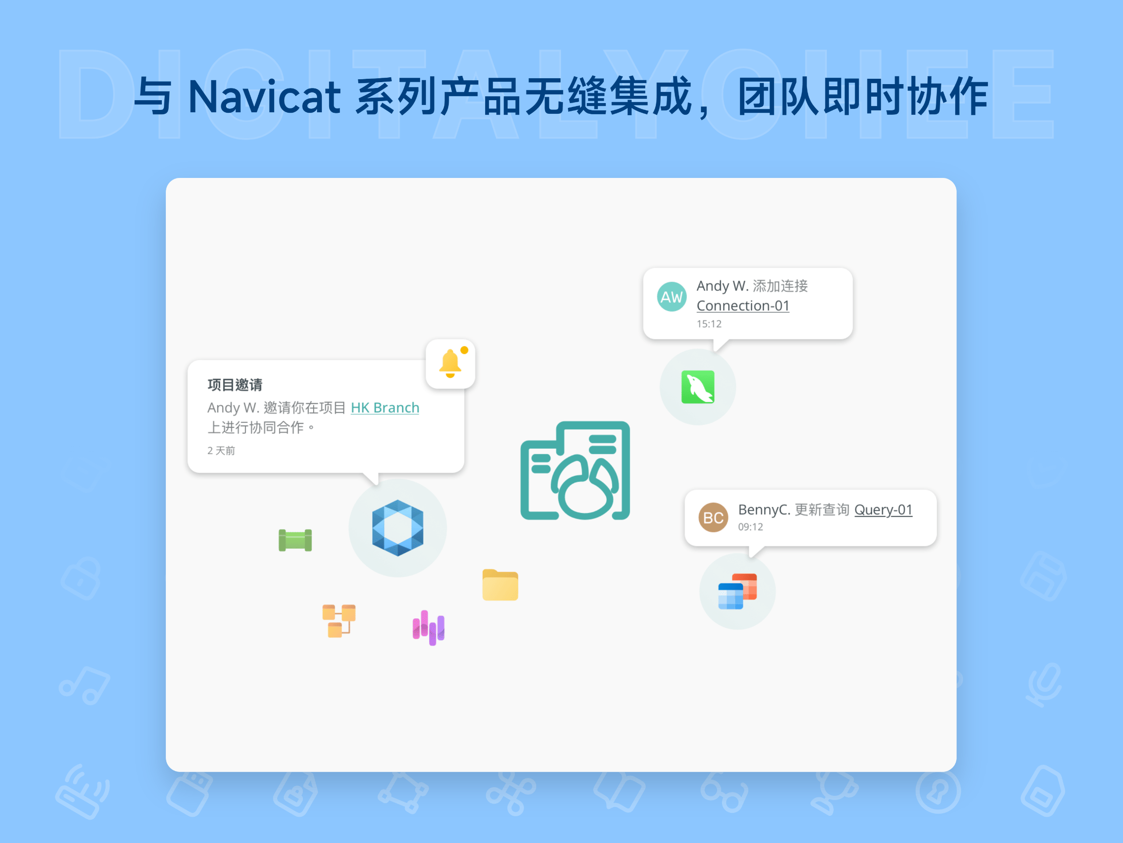 Navicat On-Prem Server: 与 Navicat 系列产品无缝集成，团队即时协作
