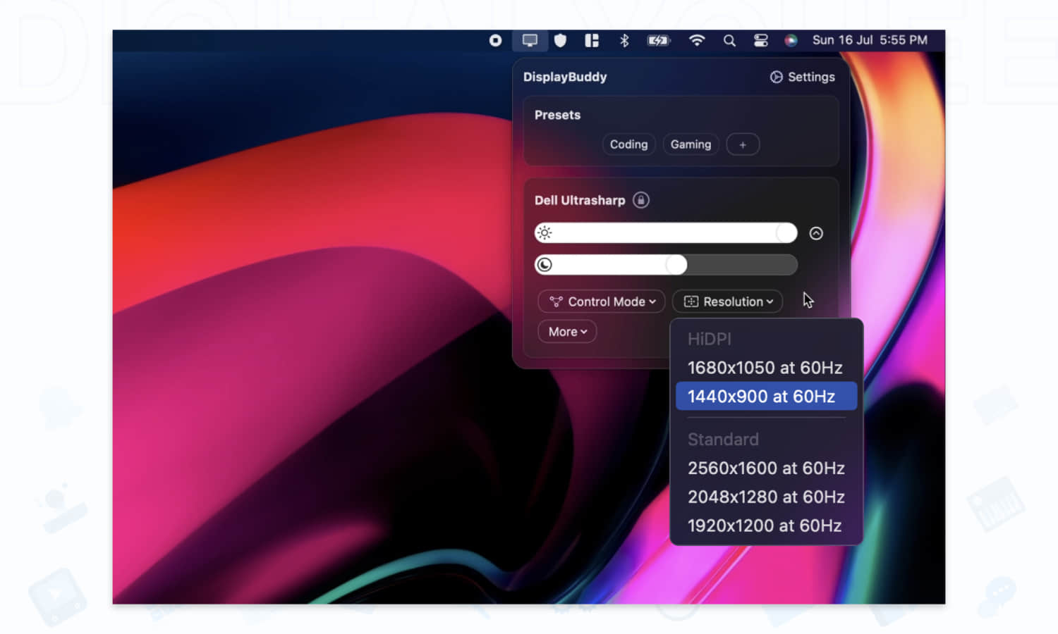 DisplayBuddy: 软件内高效设置显示分辨率 & 画面旋转等功能