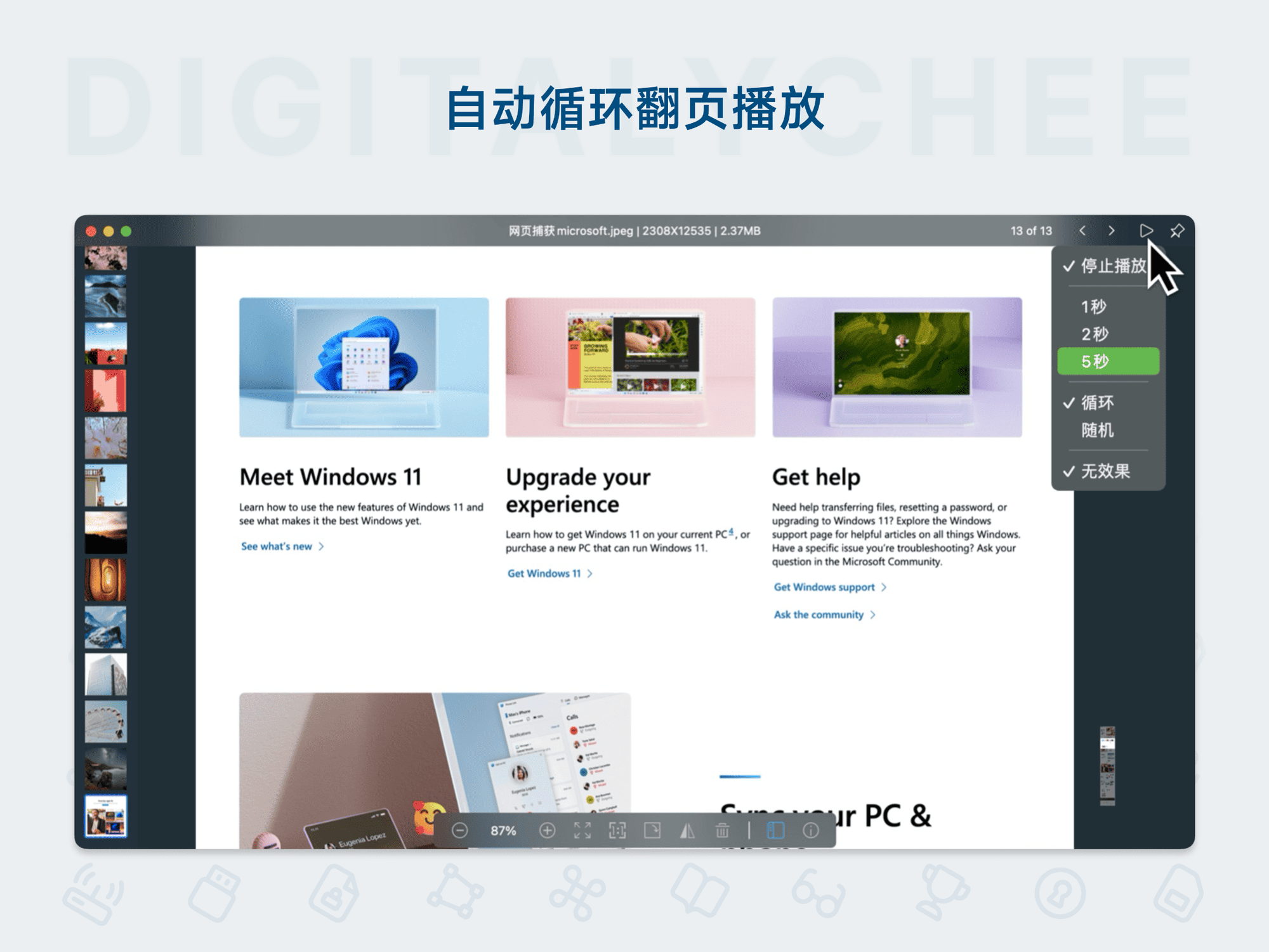 Picview: 自动循环翻页播放
