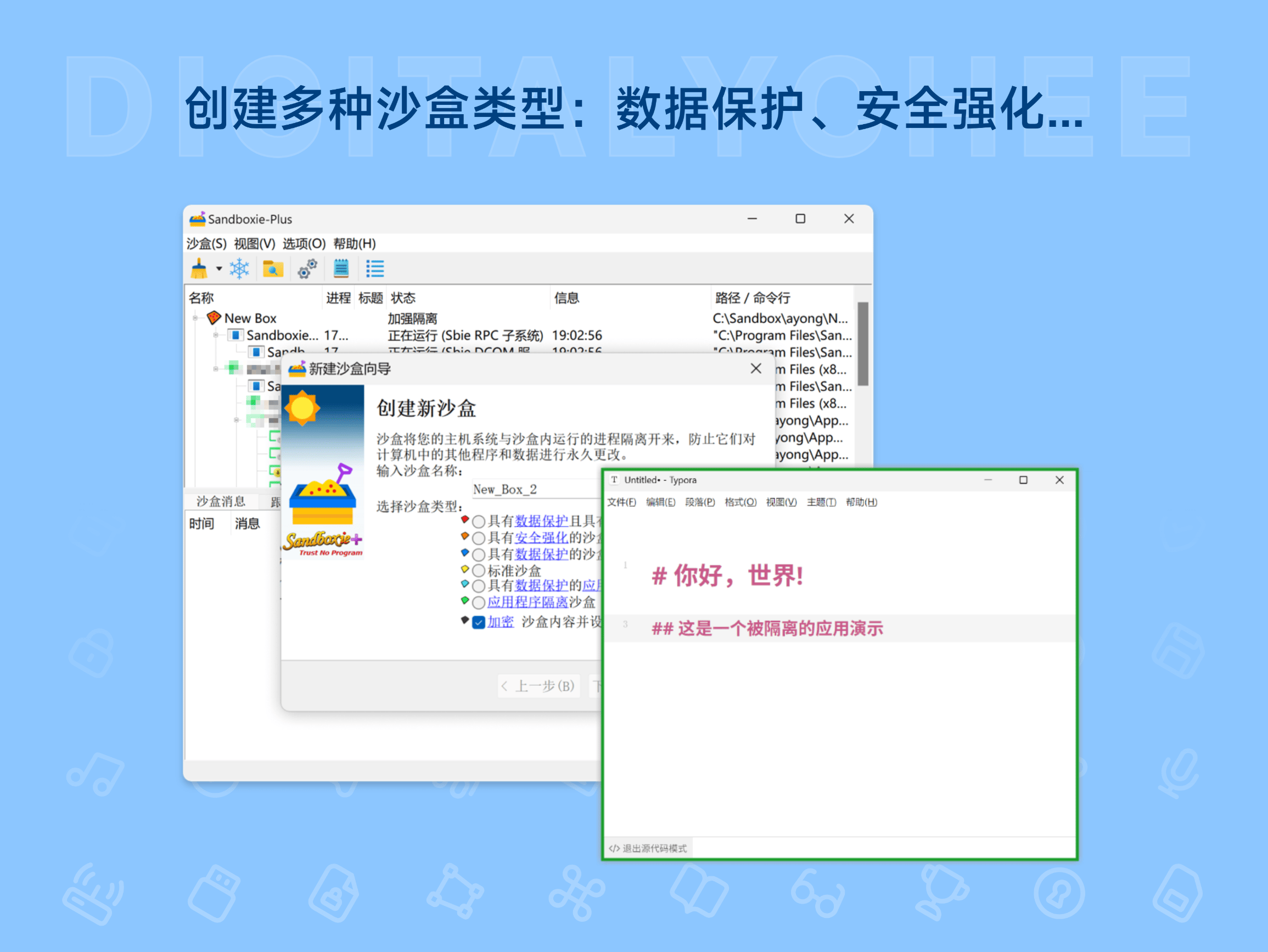 Sandboxie-Plus: 创建多种沙盒类型: 数据保护 / 安全强化.…
